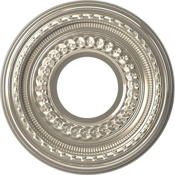 Ekena Millwork Cole PVC Ceiling Medallion (Fits Canopies up to 4 1/4"), Brght Coat Chrome, 10"OD x 3 1/2"ID x 3/4"P CMP10COBCR - main